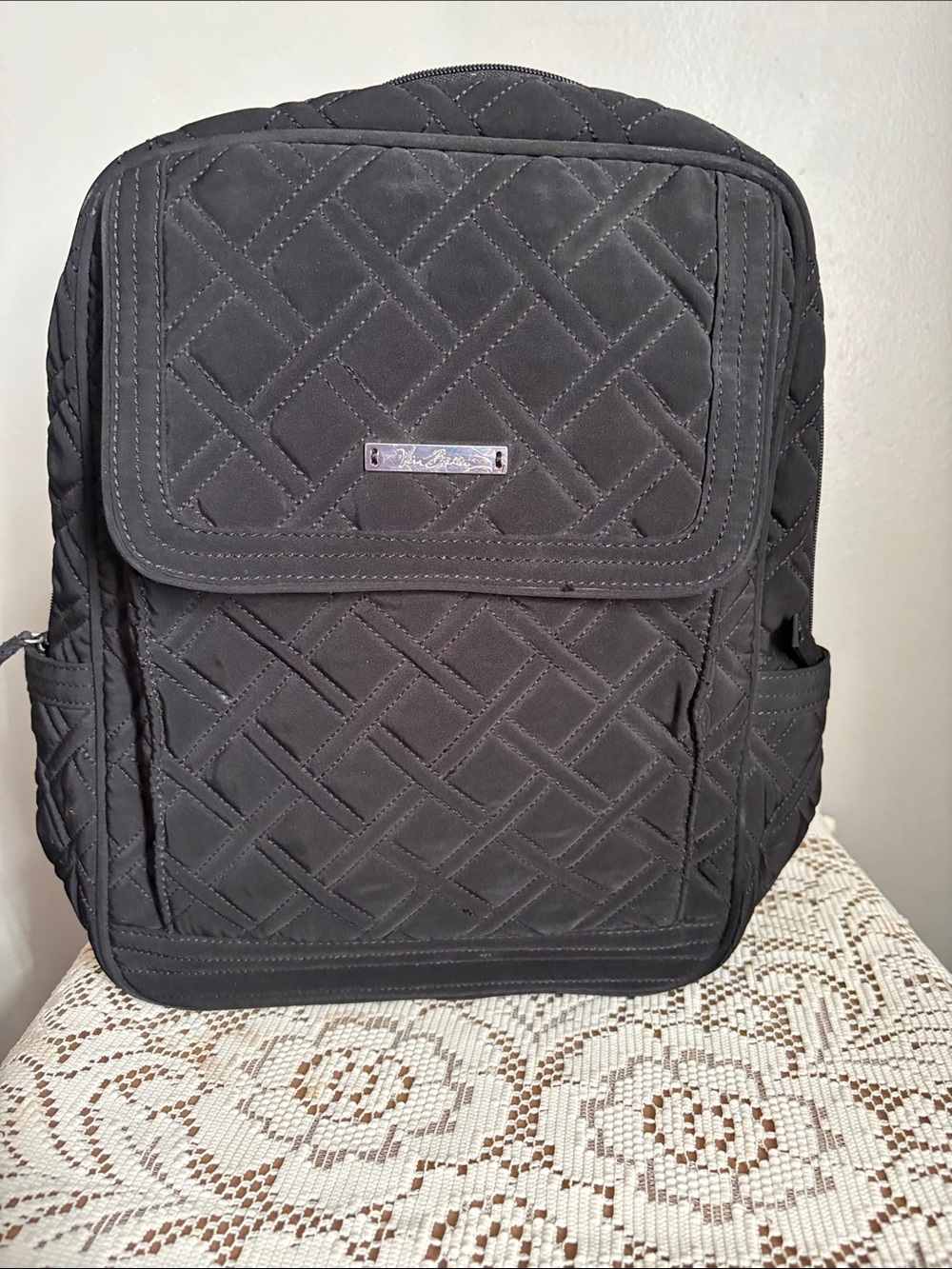 Vera Bradley Black Quilted Backpack for Men